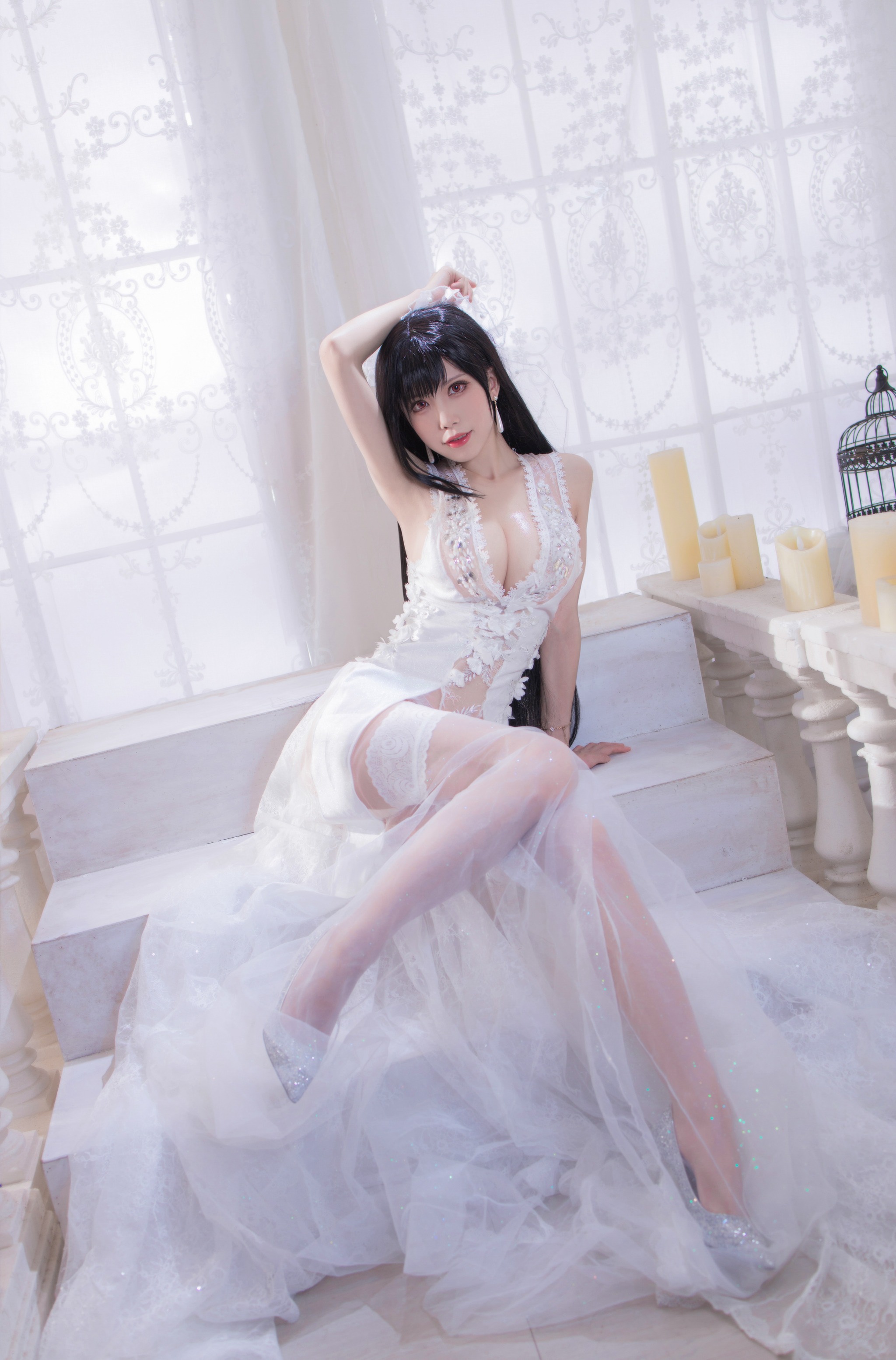 图片[1]-水淼Aqua – NO.063 蒂法蜜蜂婚纱黑皮蜜蜂 [88P]-XikXak